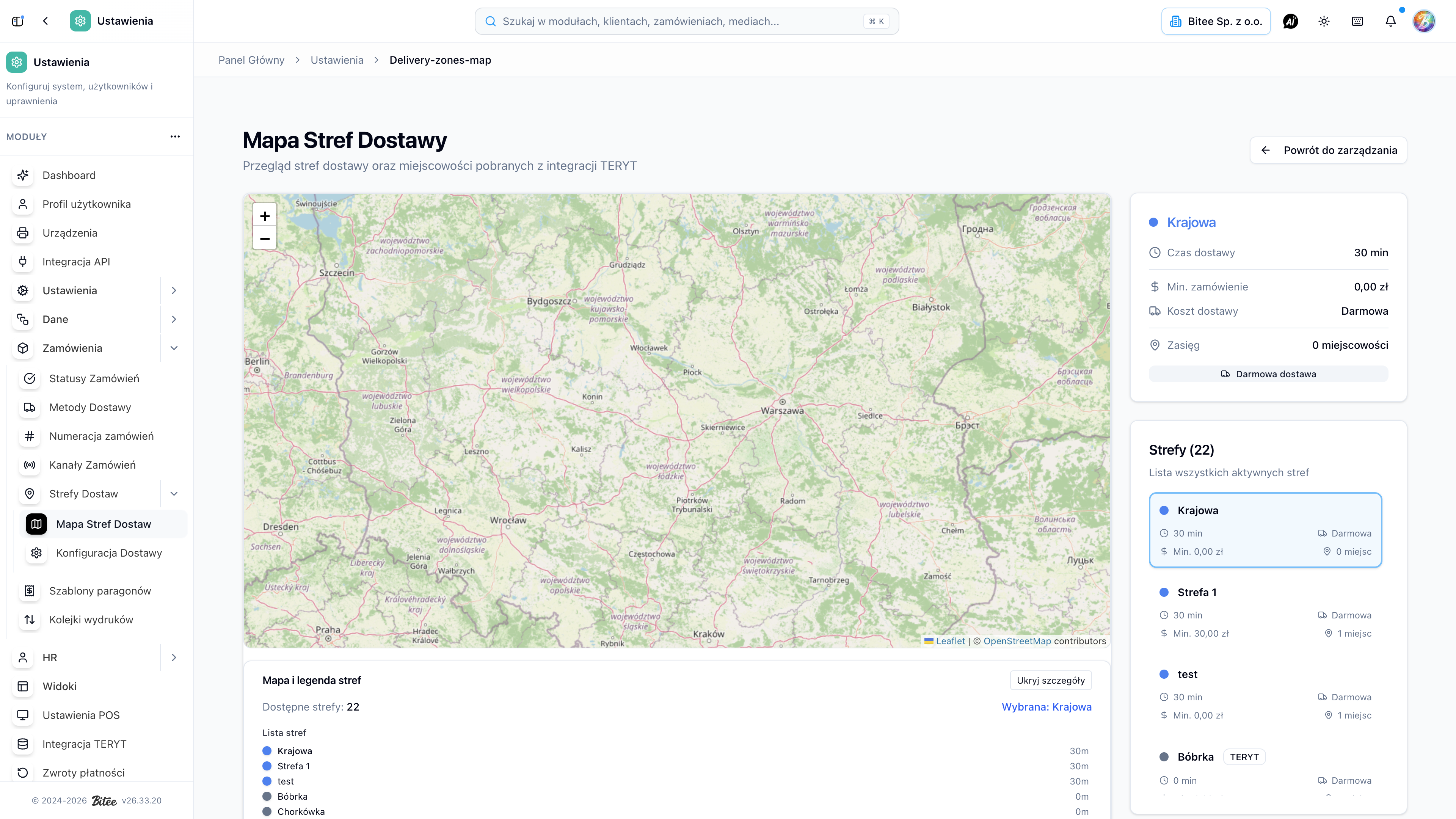 Mapa stref dostawy